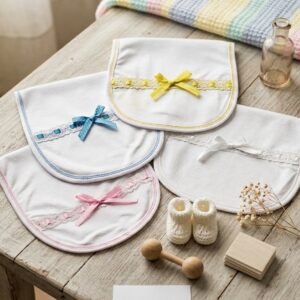 Baberos Infantiles Con Encaje Y Lazo
