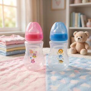 Biberón de cuello ancho con agarre contorneado 250ml/9oz.